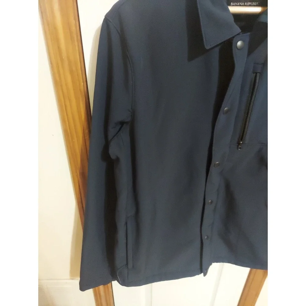 Banana Republic Jacket Mens Large Blue Long Sleeve Snap Lined Button Up Collared